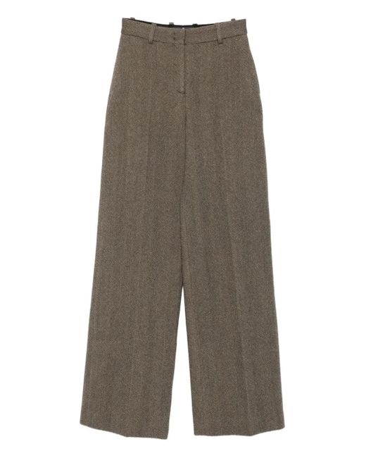 Ermanno Scervino Gray Herringbone Trousers