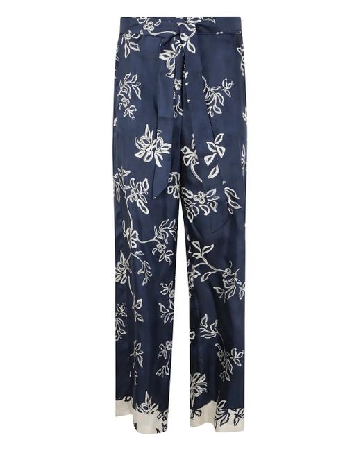 Pantaloni Cinzia A Fiori di Max Mara in Blue