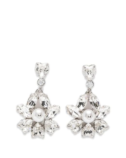Simone Rocha White Crystal-Embellished Drop Earrings