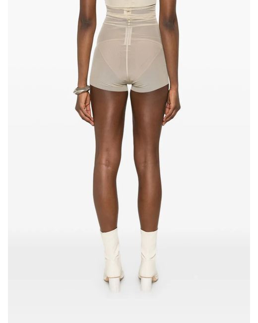 Rick Owens White High-Waisted Stretch Shorts