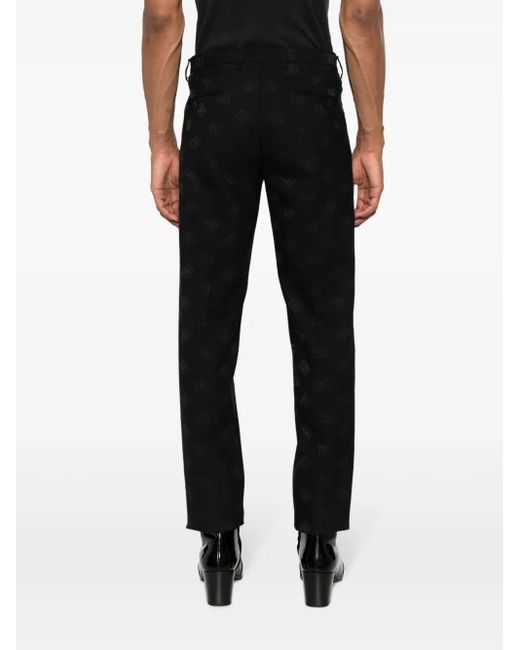 Pantalones rectos con logo en jacquard Dolce & Gabbana de hombre de color Black