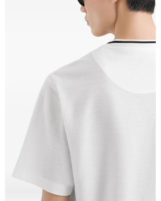 Dolce & Gabbana White Dolce & Gabbana Cotton Pique T-Shirt With Contrasting Collar Clothing for men