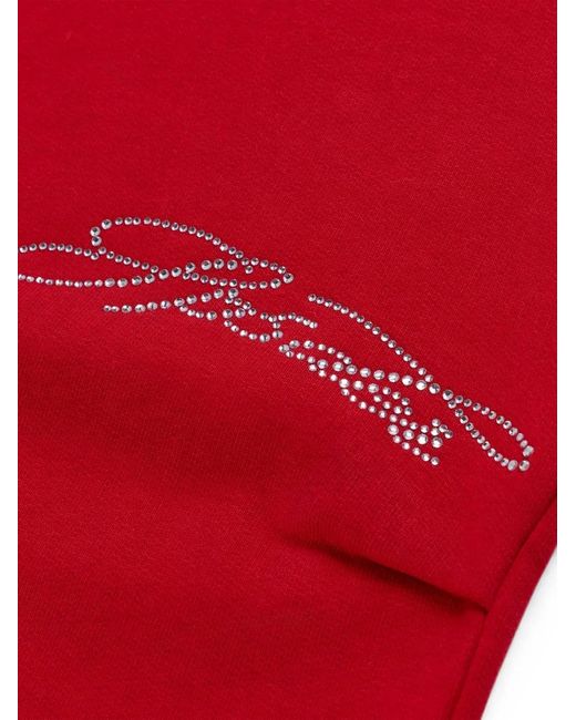 Sp5der Red Rhinestone-Embellished Spider-Web Track Pants for men