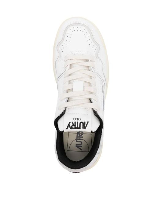 Autry White Low-Top Smooth Leather Sneakers With Perforated Detailing