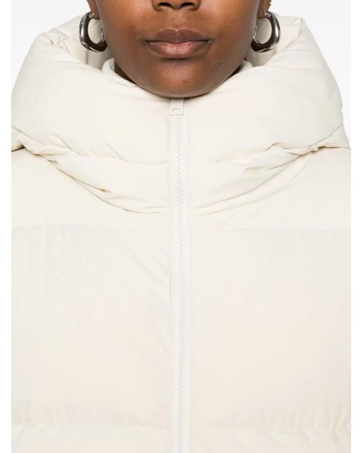 Woolrich White Tailored Puffer Jacket With High Collar