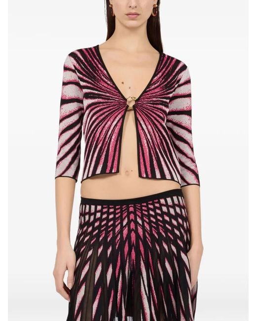 Roberto Cavalli Red Ray Of Paradise Printed Cardigan