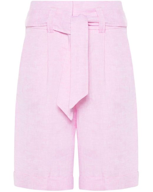 Peserico Pink Melierte Shorts aus Leinen