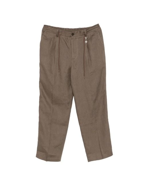 Manuel Ritz Gray Drawstring-Fastening Pleated Trousers for men