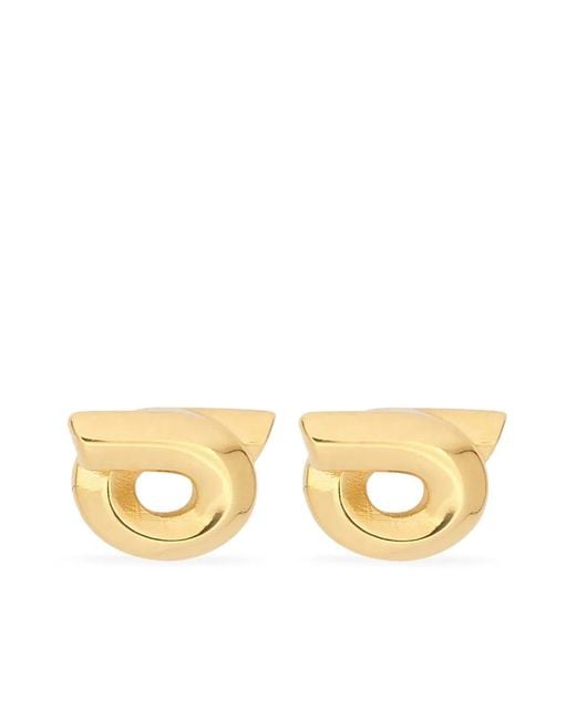 Ferragamo Metallic Gancini Stud Earrings