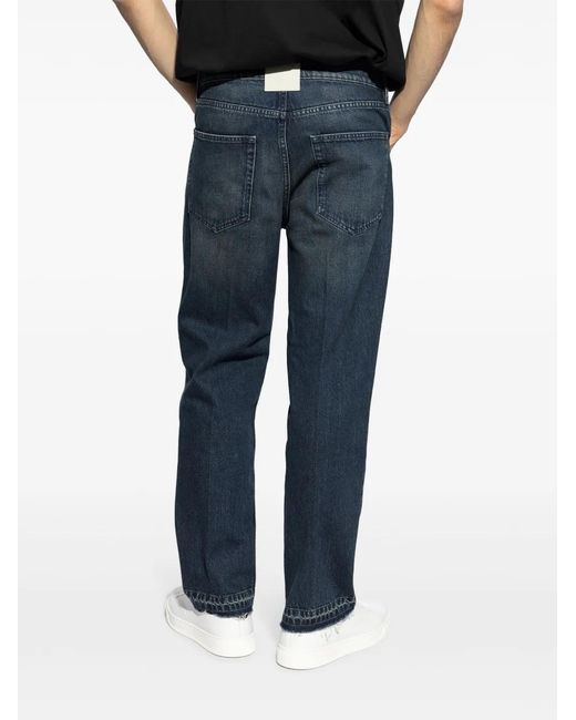 Lanvin Blue Logo-Patch Cotton Jeans for men