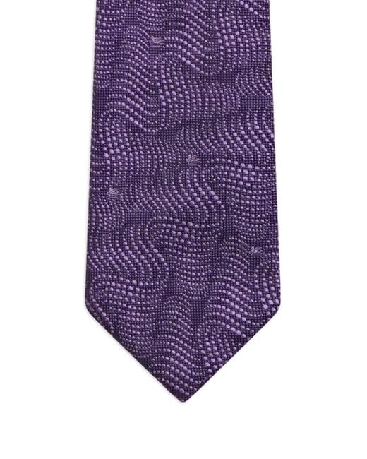 Etro Purple Wave-Pattern Silk Tie for men