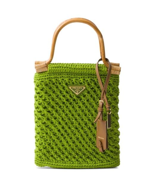 Prada Green Mini Crochet Tote Bag