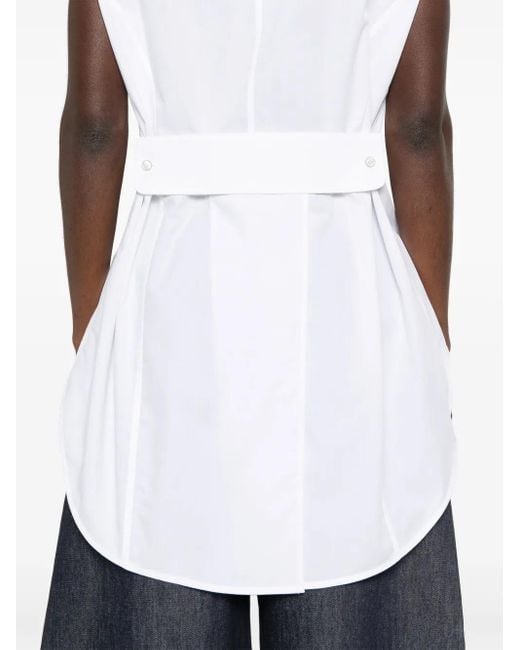 Helmut Lang White Ärmelloses Apex Tail Hemd