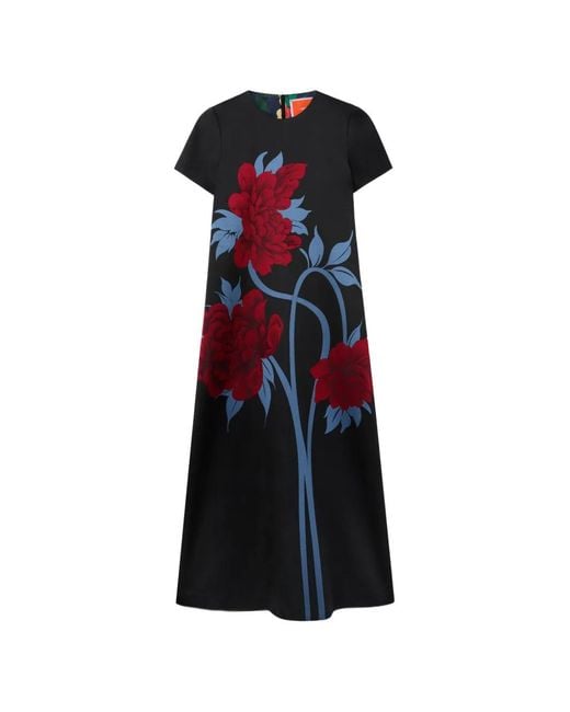 LaDoubleJ Black Peonies Jacquard Dress