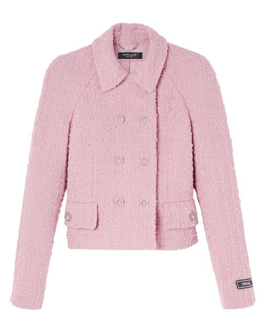 Versace Pink Double-breasted Tweed Jacket