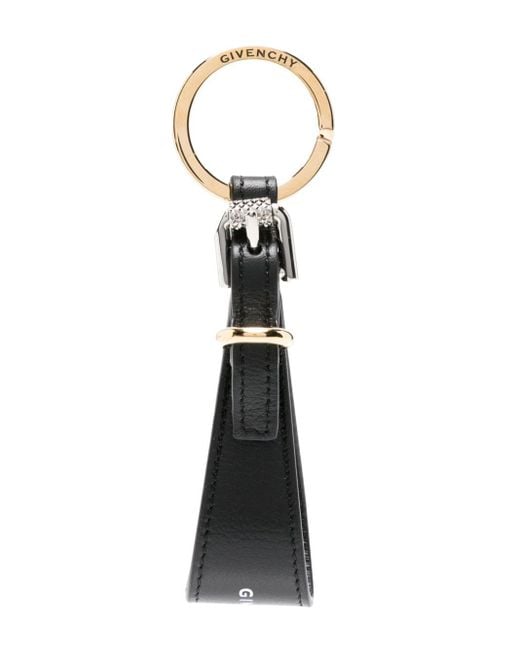 Givenchy White Logo-print Leather Keychain