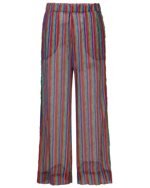 Amir Slama Purple Sheer Graphic-Print Silk Trousers