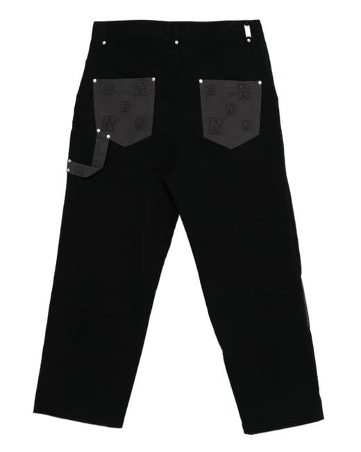 Represent Black Embossed-Logo Utility Trousers for men