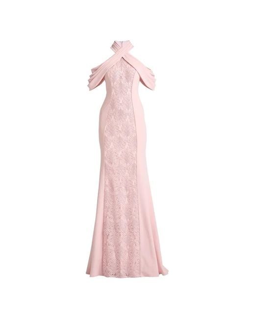 Tadashi Shoji Pink Floral Halterneck Dress