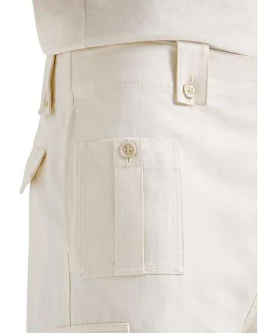Brunello Cucinelli White Cotton Linen Bermuda Shorts for men
