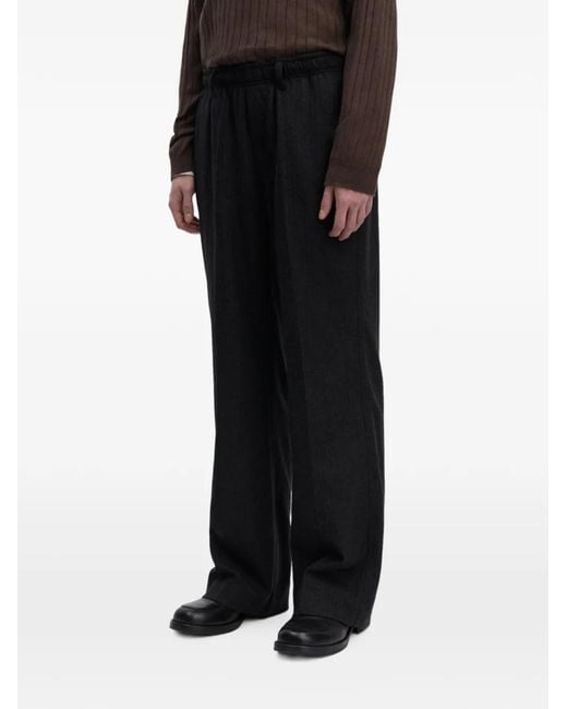 Another Aspect Black Pinstripe-Pattern Trousers for men
