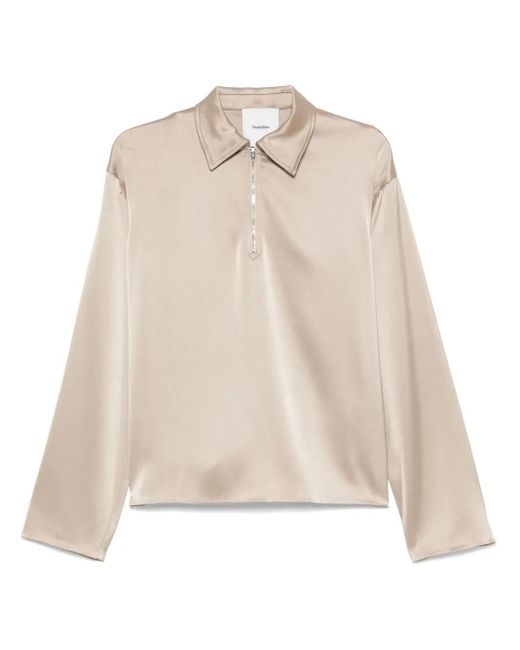 Nanushka Natural Satin Polo Top