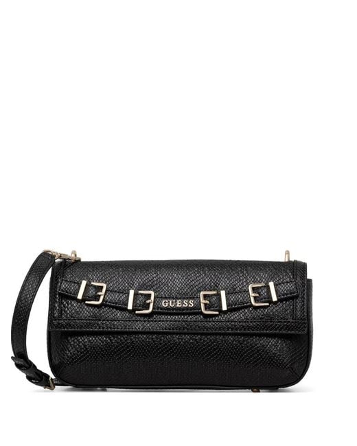 Guess Black Buckle-Detail Shoulder Bag