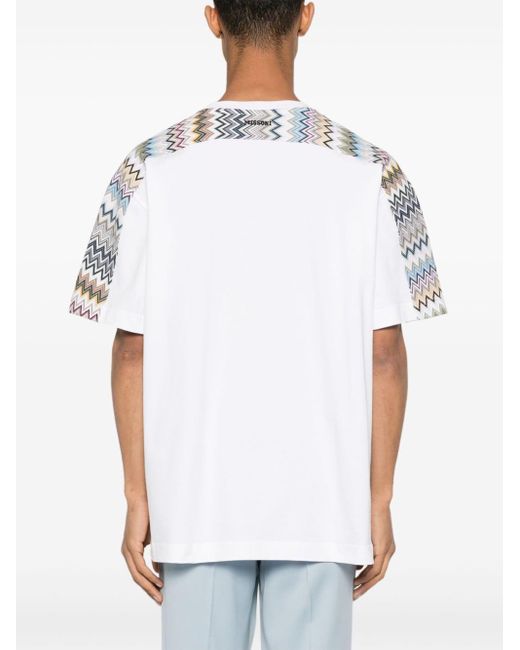 Camiseta con detalle en zigzag Missoni de hombre de color White