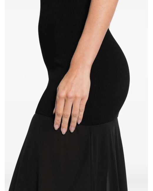 St. Agni Black Sheer Circle Hem Maxi Dress