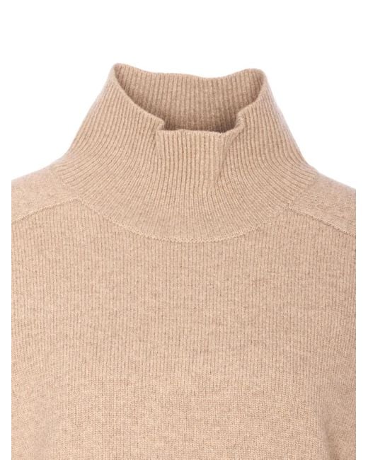 Tory Burch Natural Wool Turtleneck Sweater