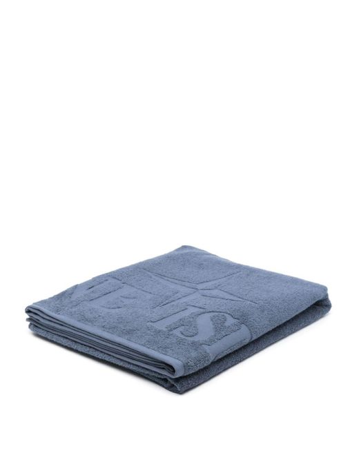 Stone Island Blue Logo-embroidered Cotton Towel
