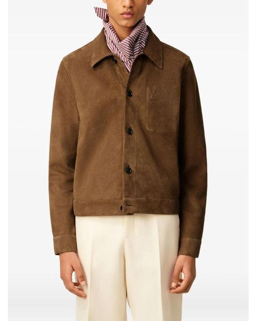 Chaqueta Ami de Coeur de piel con botones AMI de hombre de color Brown