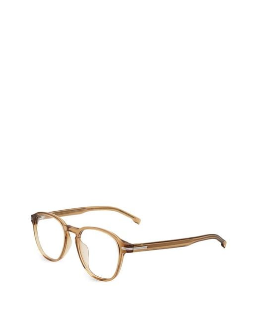 Boss White Round-Frame Glasses for men