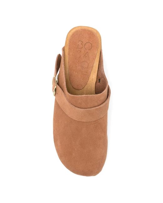 Bosabo Pink Annaé Buckle Suede Clogs