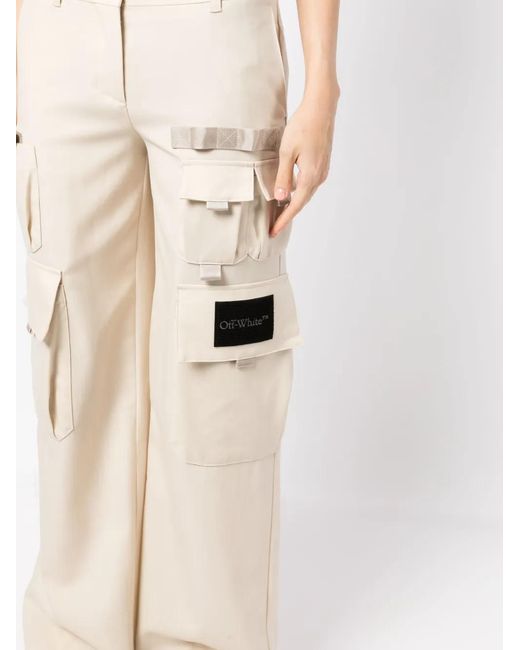 Off-White c/o Virgil Abloh Natural Toybox Wide-Leg Cargo Trousers