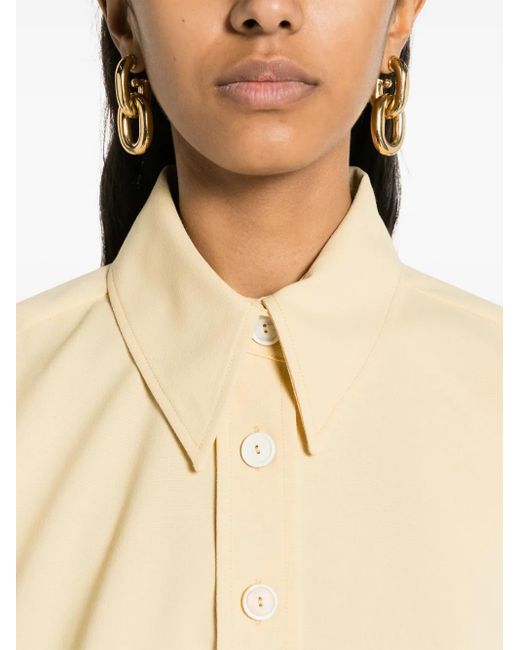 Fabiana Filippi Natural Buttoned Cropped Shirt