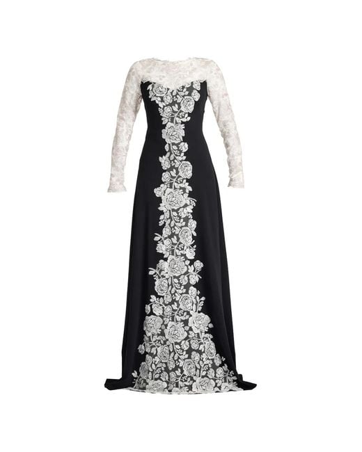 Tadashi Shoji White Floral-Lace Maxi Dress
