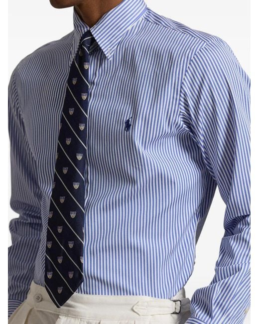 Polo Ralph Lauren Blue Striped Collared Shirt for men