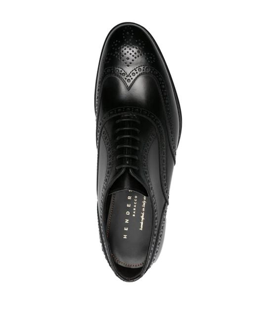 Henderson Black Almond-Toe Leather Oxford Shoes for men