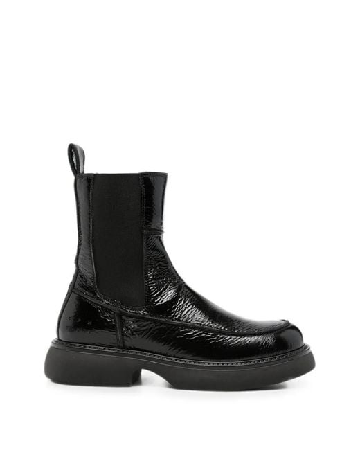 COPENHAGEN Black Patent-Leather Ankle Boots
