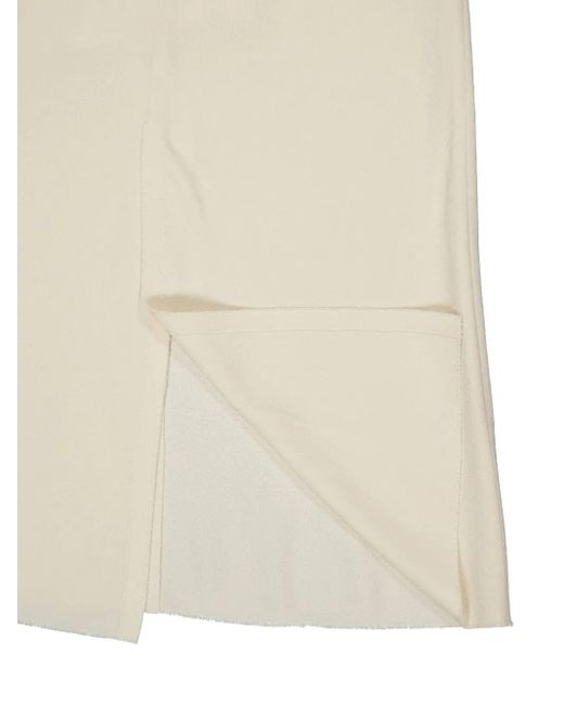 AMI White Raw-Edge Midi Dress