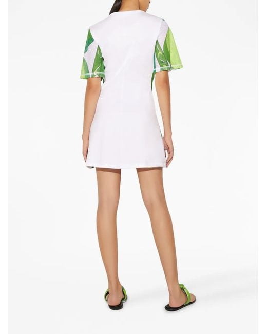Emilio Pucci Green Graphic-Print Short-Sleeve Minidress