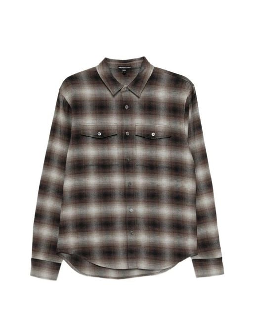 James Perse Brown Plaided Flannel Shirt for men