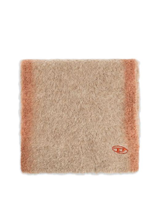 DIESEL Natural Logo-Embroidered Brushed-Knit Scarf