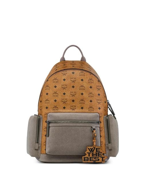 MCM Brown X We The Best Stark Medium Visetos-Print Backpack