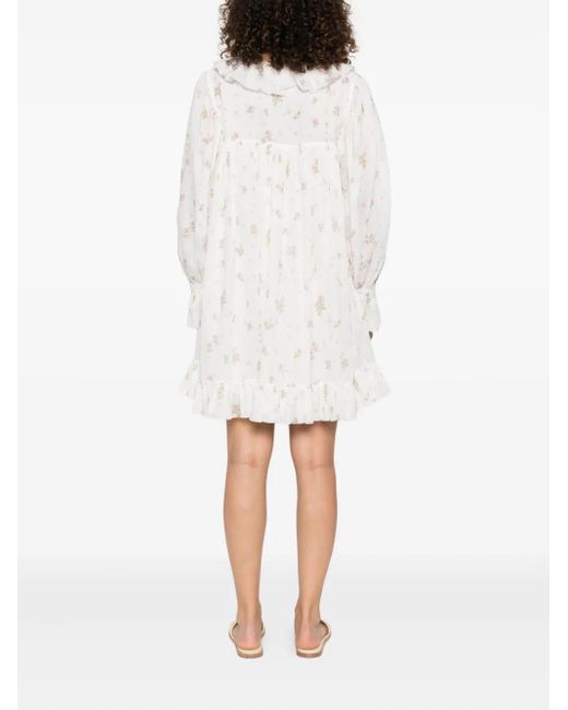 Chloé Mini-Jurk Met Bloemenprint in het White