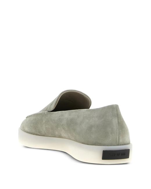 Fear Of God Gray Suede Logo-Patch Loafers for men
