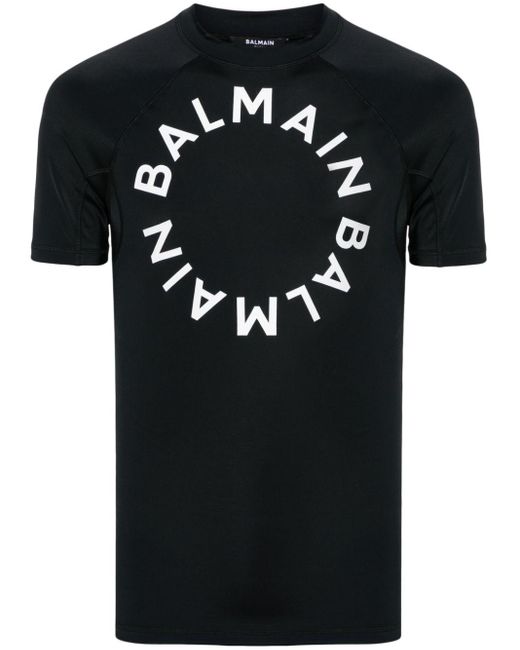 Balmain Black Logo-print T-shirt for men