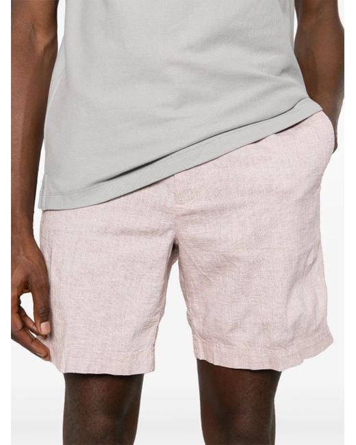 Boss Pink Drawstring Linen-Blend Shorts for men