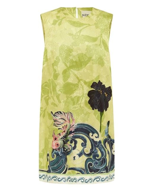 Abito Corto Rochester A Fiori di ALÉMAIS in Green